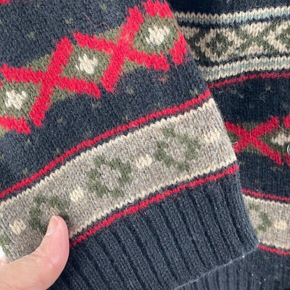 J. Crew Vintage Fair Isle Longline Cardigan Sweater Shetland Wool Hong Kong M - Picture 4 of 9